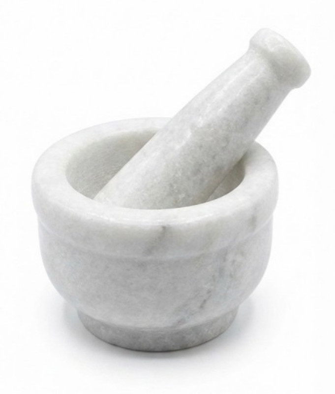 Art Nest Creations Premium Natural Marble Mortar and Pestle Set | Okhli Khalbatta / Imam Dasta Marble Masher(Pack of 1)