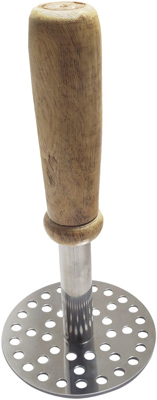 Finner Masher with Wooden Handle and Stainless Steel Plate Stainless Steel Masher