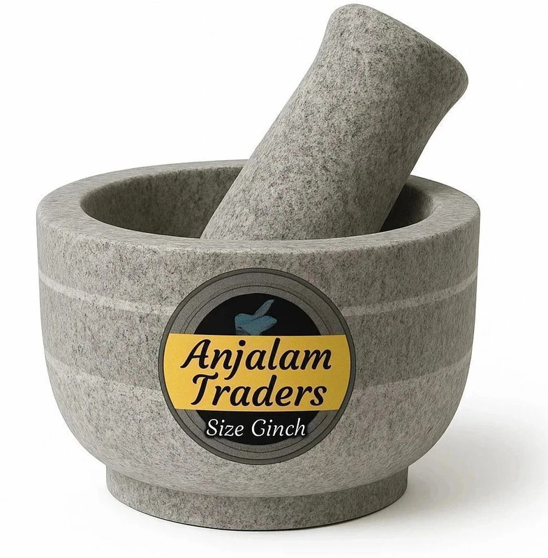 anjalam traders 6 Inch okhli/Stone Grinder Stoneware Masher