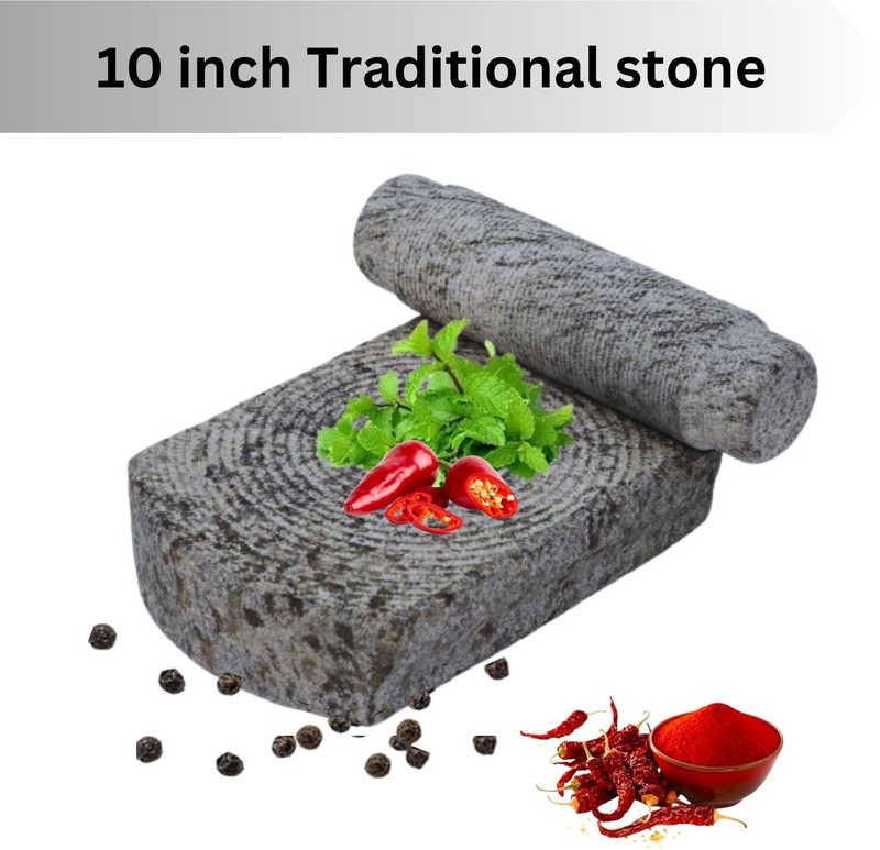 Kannigai Traders Ammikallu or Grindstones Hand Grinder,10 X 6 inch Large size Stoneware Masher(Pack of 1)