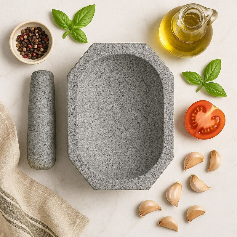 arsa lifestyle Handcrafted Grinder for Spices & Herbs | 10 inch | Khalbatta | Idi Kallu | Stoneware Masher(Pack of 2)