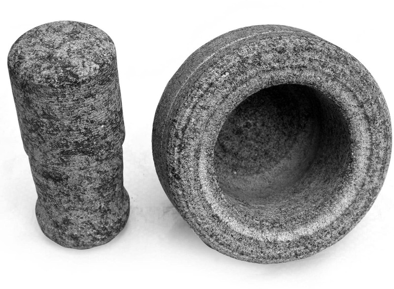 subaa Mortar and Pestle Set Stone / Okhli Masher / Natural & Traditional Grinder Stoneware Masher