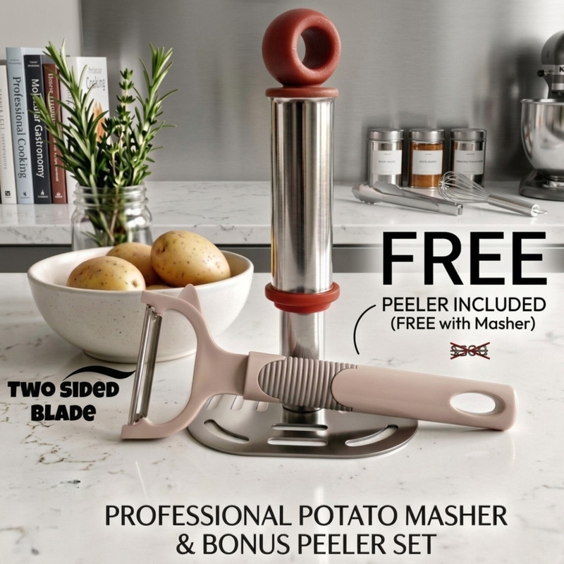 Azrin Enterprise Potato Masher & Peeler for multiple uses of your kitchen. Steel Masher(Pack of 1)