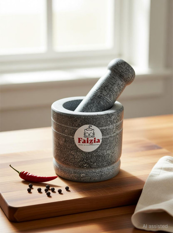 faizia Faizia™ Pestle Set,Okhli Masher,Khalbatta,Kharal,idikkalu,Grinder Stoneware Masher(Pack of 1)
