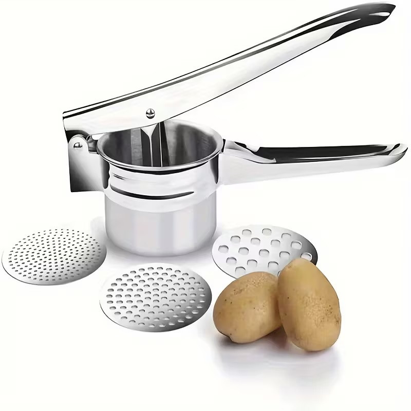 We3 Stainless Steel Potato Ricer Press Masher for Smooth Mashed Potatoes, Baby Food Stainless Steel Masher(Pack of 1)