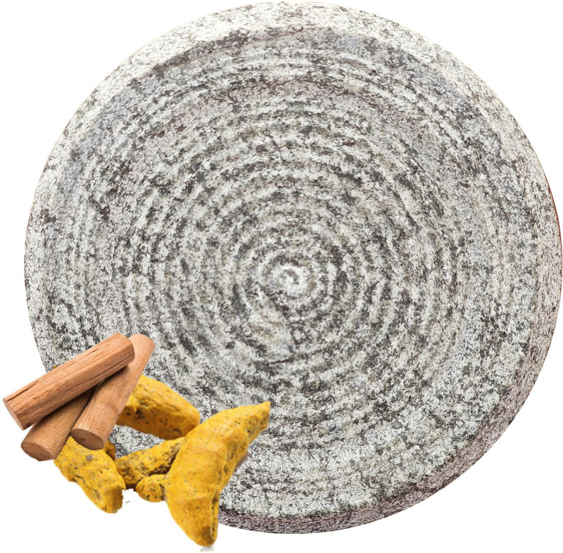 Cruzun 5" Inch Tumeric/Sandalwood Rubbing Stone Grinding Haldi Rubbing Stone Chandan Stoneware Masher(Pack of 1)