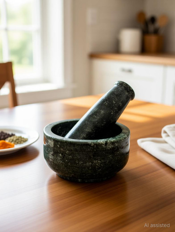 ARTVILLE Green Marble Stone Mortar and Pestle Set 3" Marble Masher