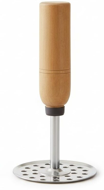 ERcial Store Wooden Handle Potato Masher | Premium Polish | Rust Free Heavy Duty Stainless Steel Masher(Pack of 1)