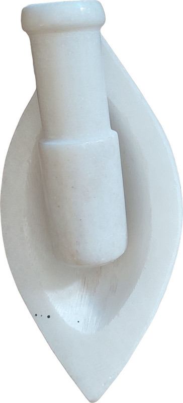 Milap Creation White Mortar and Pestle Set, Okhli, Musal idli Stone 8 Inch Marble Masher(Pack of 1)