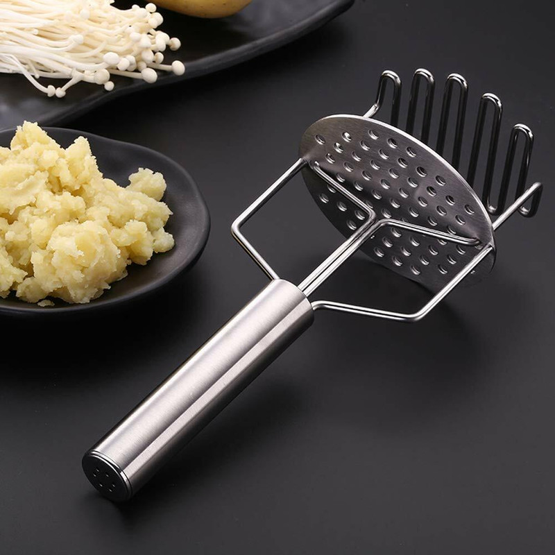 ARDAKI Stainless steel Vegetable Potato Masher With Spring Double Deck 2 in 1 Riser & Masher Pressure Squeezer for Eggs Potato pav bhaji Baby Egg Food or Boiled Veggies Smasher Stainless Steel Masher Kitchen Utensils Machine (Pack of 1) Stainless Steel Masher(Pack of 1)