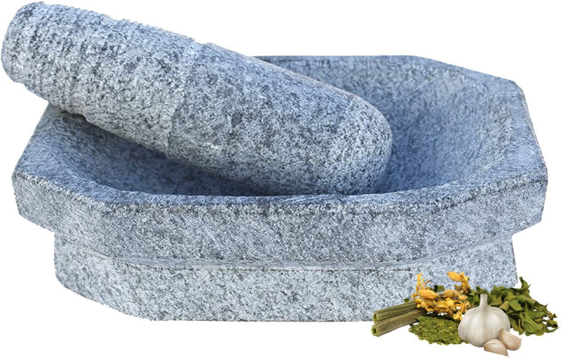 Cruzun 8" Kalvam Stone Masher Grinding Stone, Khalbatta, Kharal,Mortar Pestle Stoneware Masher