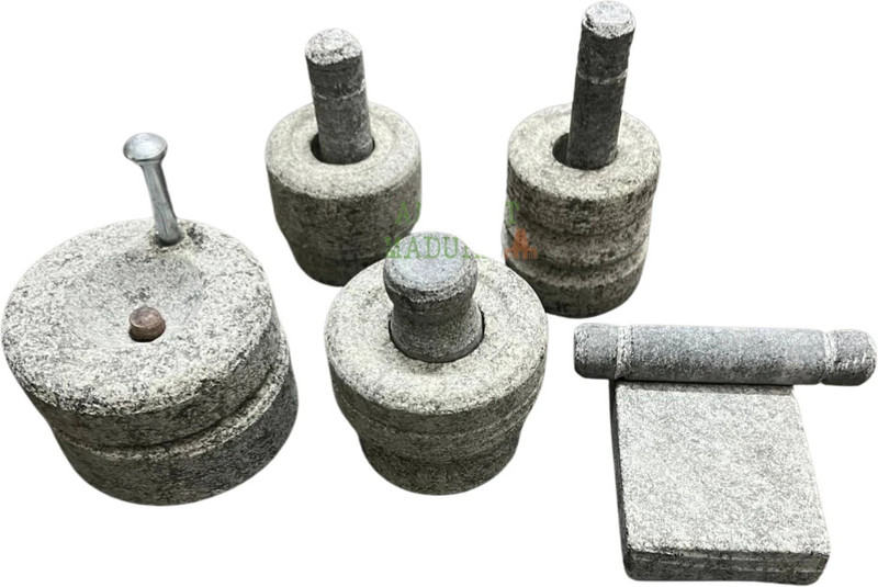 faizia Natural Traditional Stone Miniature Kitchen Toy Set for Kids & Childrens Stoneware Masher(Pack of 5)