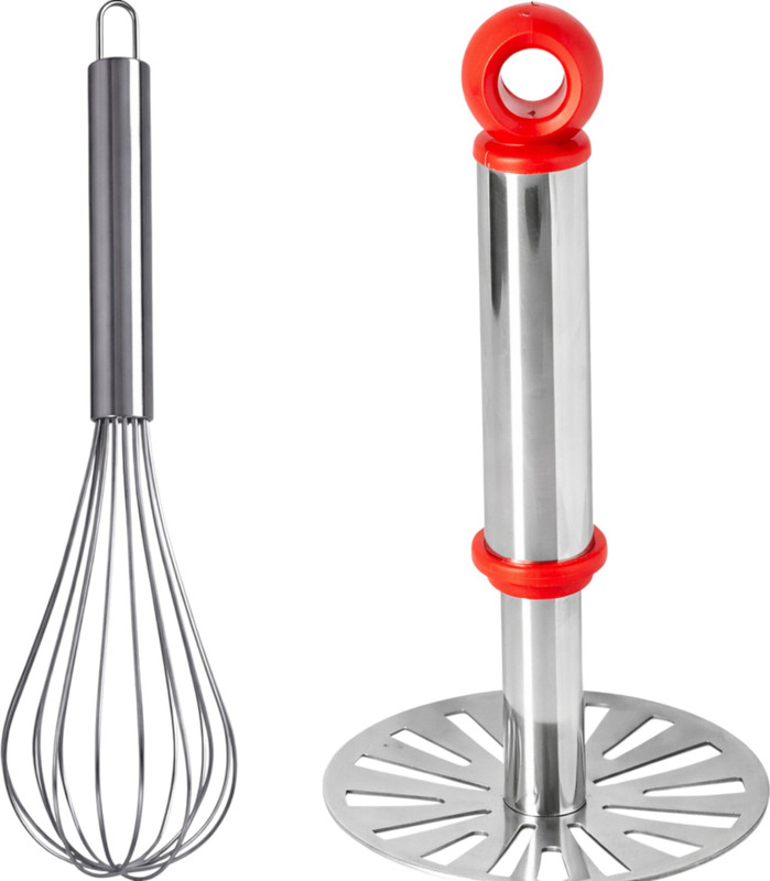frogtail Combo Set of 2 pcs Potato Vegetable Masher & Egg Whisker Kitchen Tool Stainless Steel Masher(Pack of 1)