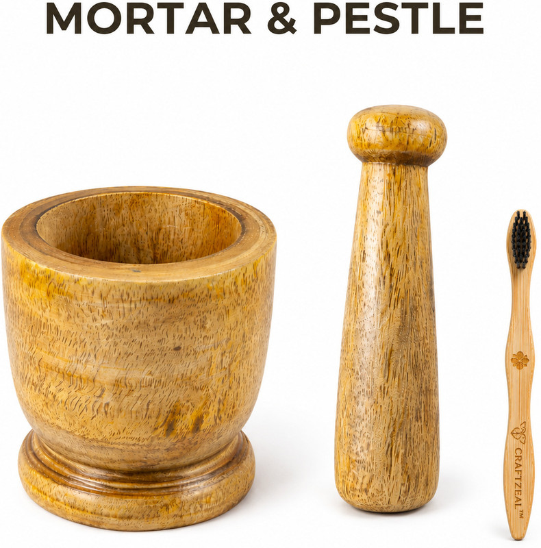 woodvesta Traditional Wooden Spice Mortar and Pestle (Okhli Musal) Wood Masher(Pack of 1)