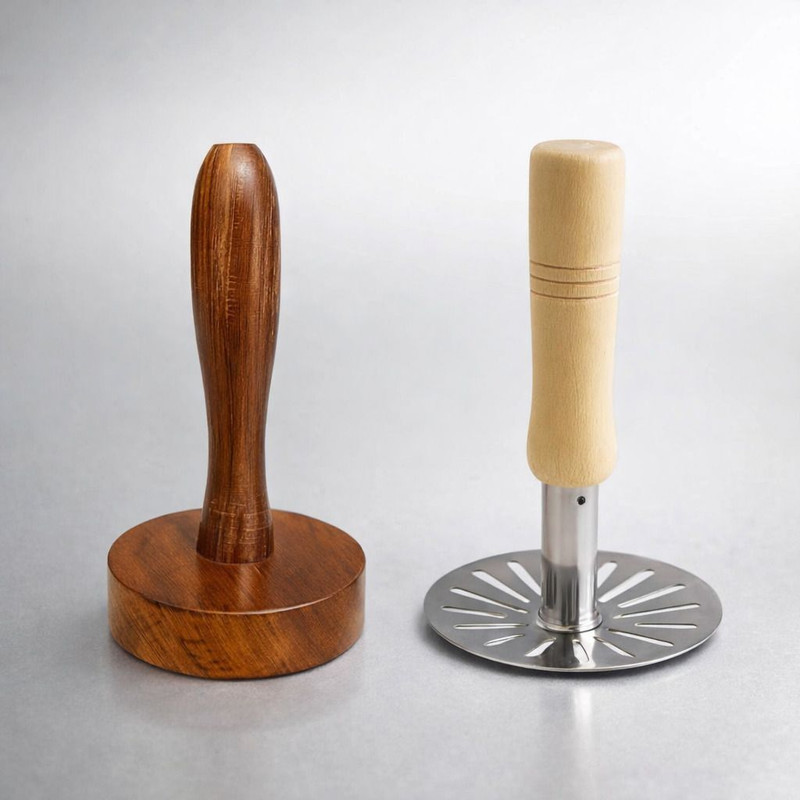 HAPY HAVEN Premium Wooden & Stainless Steel Vegetable Masher Combo Stainless Steel, Wood Masher(Pack of 2)