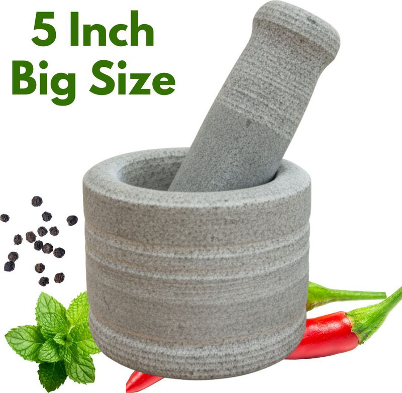 SELVAM TRADERS (5 inch) mortar and pestle stone grinder stone masher Stoneware Masher(Pack of 1)