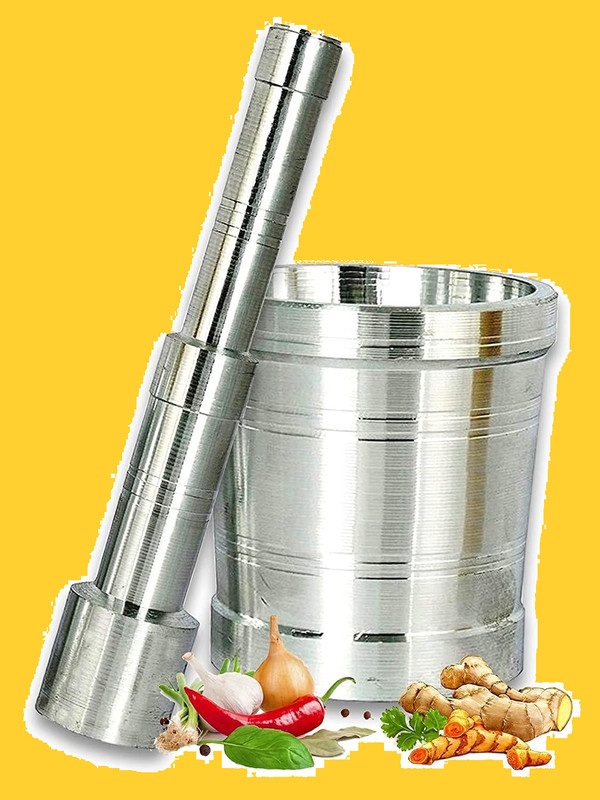 IRCON Premium Quality Khalbatta / Mortar & Pestle / Imam Dasta / Okhli Musal Aluminium Masher(Pack of 1)