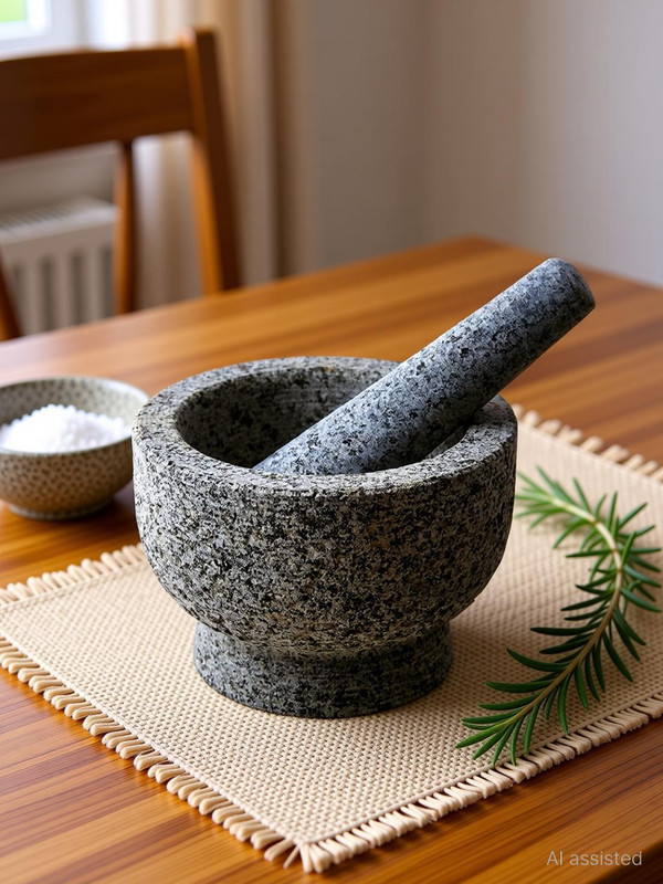 subaa Subaa Stone Mortar Pestle Set/Ural/Okhli Masher 4 inch Large Size for Kitchen Stoneware Masher