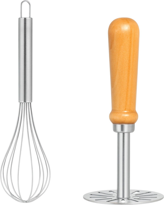 frogtail Combo Set of 2 pcs Potato Vegetable Masher & Egg Whisker Kitchen Tool Stainless Steel Masher(Pack of 1)