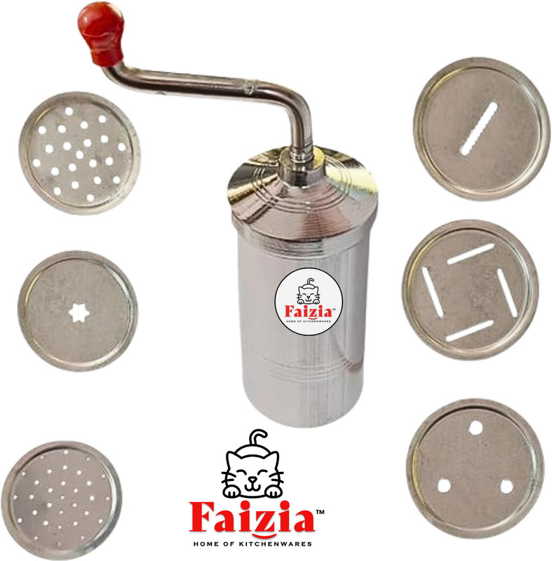 faizia Stainless Steel Kitchen Press, Noodles, Murukku,Namkeen, Maggi,with 6 Jali Stainless Steel Masher(Pack of 1)
