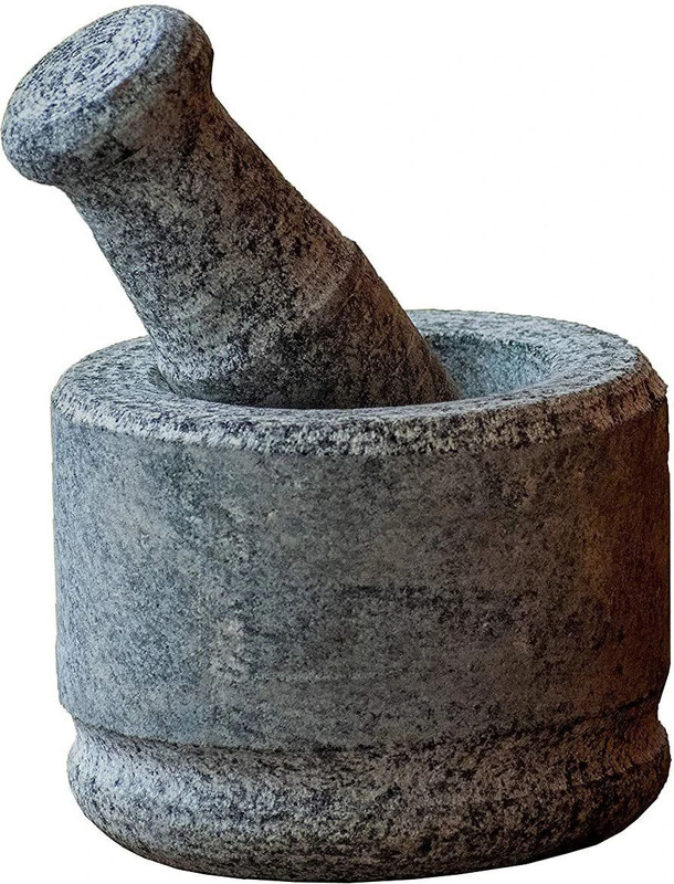 Kerala Traditional Ayurvedic Natural idikkalu and Crusher Mortar(Height 4inch) and Pestle Stoneware Masher(Pack of 1)
