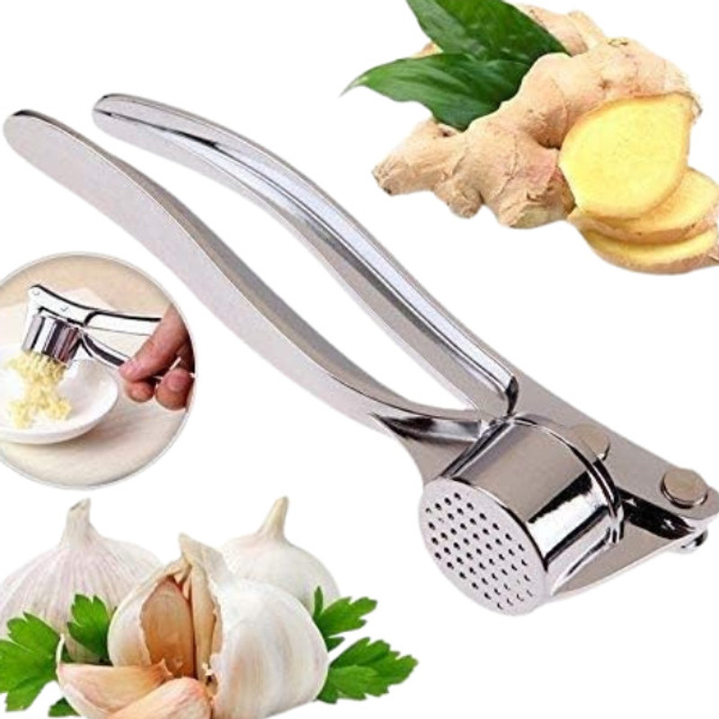 Sanimart Heavy-Duty Handheld Crusher for Kitchen Garlic Press(Silver)