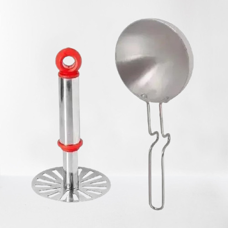 AFFODYL AFFODYL Stainless Steel Masher, Tadka Pan, Fry Pan (Pack of 2) Stainless Steel Masher(Pack of 2)