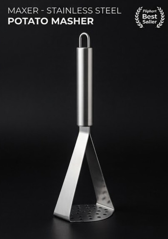 BBRC Premium Stainless Steel Potato & Vegetable Masher with Ergonomic Handle (Silver) Stainless Steel Masher(Pack of 1)