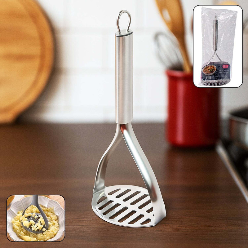 Super mom Stainless Steel Potato Masher | Heavy Duty Kitchen Maher | Stylish Handle Stainless Steel Masher(Pack of 1)