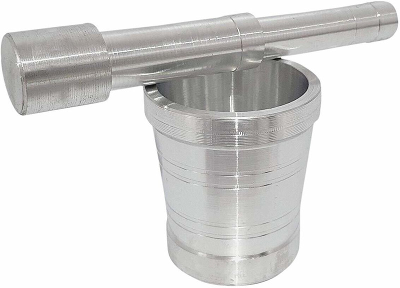 Jsingh Heavy Stainless Steel Mortar and Pestle Set Spice Mixer for Khalbatta Kitchenkhalbatta Steel Stainless Kitchen Small Aluminium Low Price Mortar Pestle Size Masher okhli Aluminium Masher(Pack of 1)