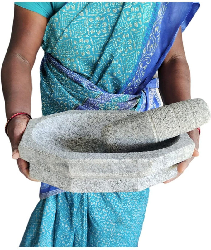anjalam traders Kerala Traditional Ayurvedic idikkalu and Crusher Mortar (10inch ) Stoneware Masher(Pack of 1)
