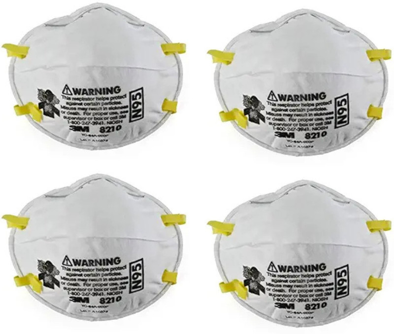 Cityhealth 3M-8210 Health Care Particulate Protection Respirator and Surgical N95 Mask Surgical Mask(Free Size, Pack of 4, 4 Ply)