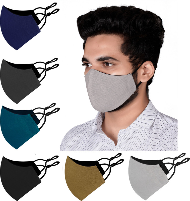 BILDOS 3 Layer Anti Pollution Mask 6 Pcs Super Breathable Cloth Mask with SMMS Filter Layer Reusable Cloth Mask With Melt Blown Fabric Layer(Multicolor, Free Size, Pack of 6)