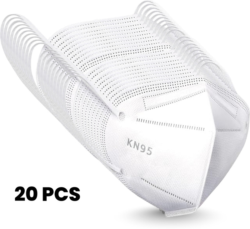 hysavio White N95 20pc KN95 Face Mask White | 5 Layer High Filtration Respirator Mask for Dust, Pollution, Smoke & Daily Protection Reusable, Washable, Water Resistant(White, Free Size, Pack of 20)