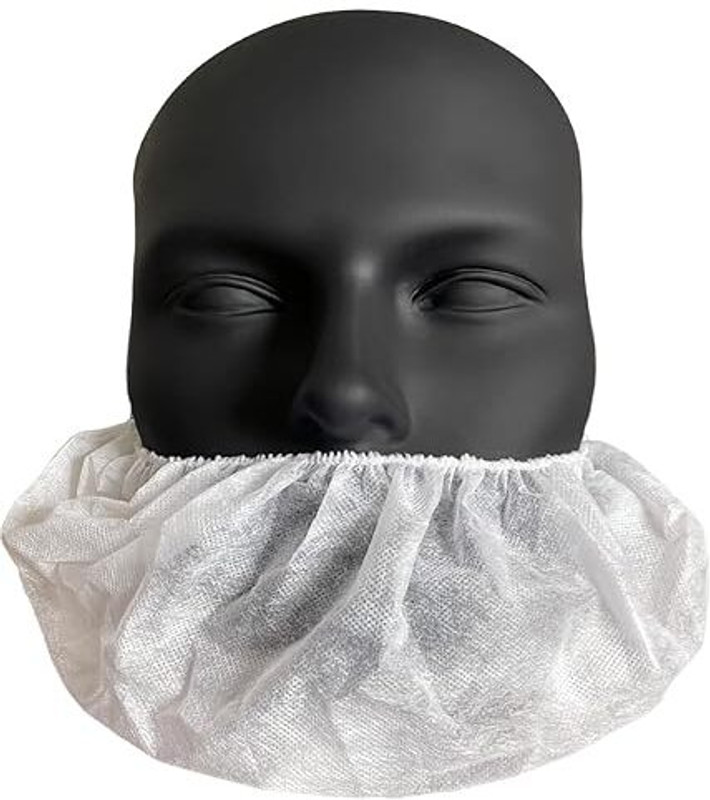 3P Facial hair covering/ Ideal for Food & Processing Industries, Hotels Hygiene. Disposable Beard Cover | Beard Net for Men Non-Reusable Cloth Mask(White, Free Size, Pack of 100)