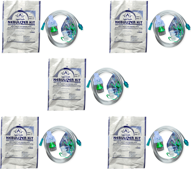 Agarwals Agarwals Nebulizer Mask with Air Tube and Medicine Chamber (Child Kit)(5 PIECES) Nebulizer Mask with Air Tube and Medicine Chamber (Child Kit)(5 PIECES) Reusable(White, Free Size, Pack of 5)