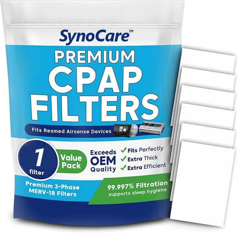 SynoCare CPAP/BiPAP Hypoallergenic Filter for S9 and AirSense 10 Models | Durable, Clean & Green Filter, Keeps Air Fresh and Ensures Optimal Performance(White, Free Size, Pack of 1)