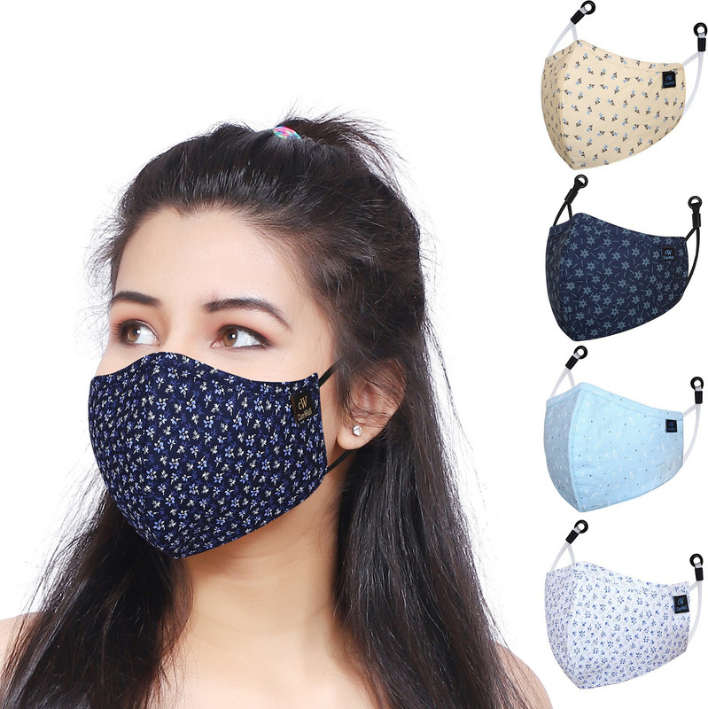 CENWELL 5Pc Cotton Face Mask Nose Pin 6 Layer Fabric N95 for Women Men DESIGNER PRINTED MASK Reusable, Washable Cloth Mask With Melt Blown Fabric Layer(Multicolor, Free Size, Pack of 5)