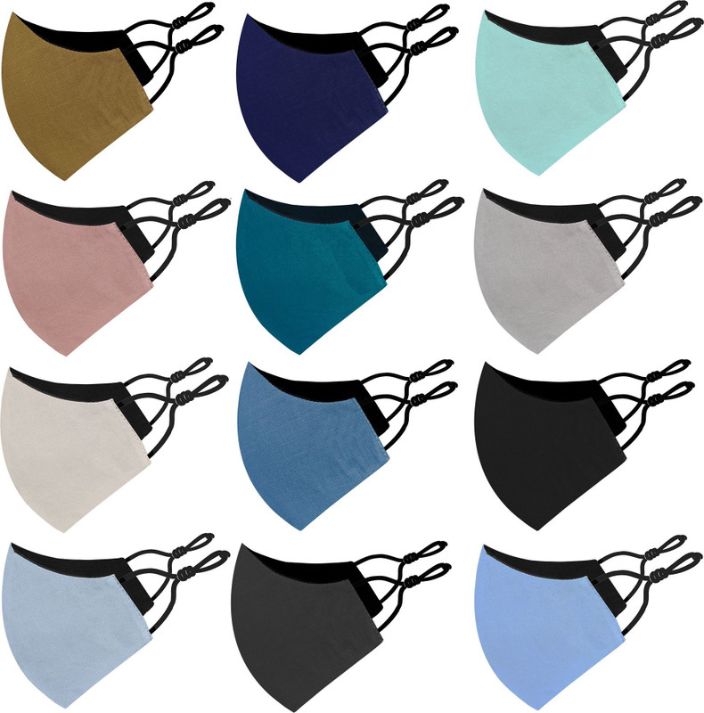 BILDOS 4 Layer Masks For Men Cotton Cloth Face Mask with Adjustable Ear loop For Women and Girls Stylish Cloth Mask(Multicolor, Free Size, Pack of 12)