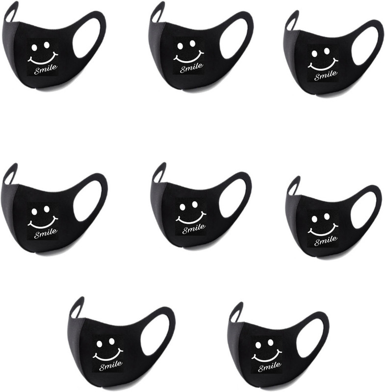 riddhi fashion smile Face Mask Party Mask(Black, Pack of 8)
