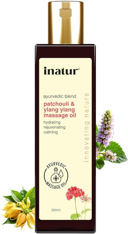 inatur Patchouli & Ylang Ylang Massage Oil | Ayurvedic Relaxing Body Oil(200 ml)