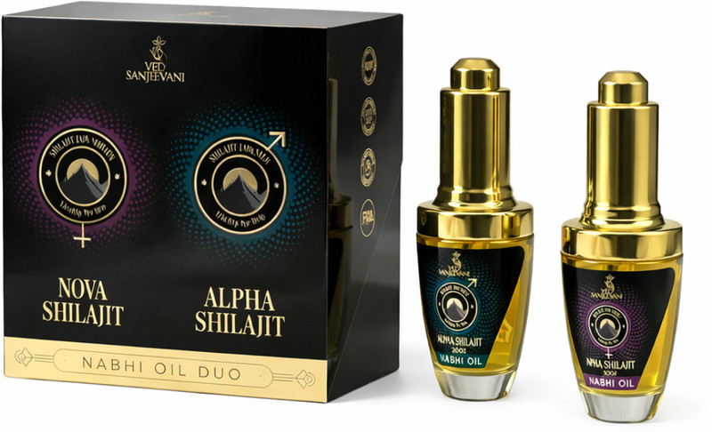 Ved Sanjeevani Nova Alpha Shilajit Nabhi Oil Combo for Men & Women(60 ml)