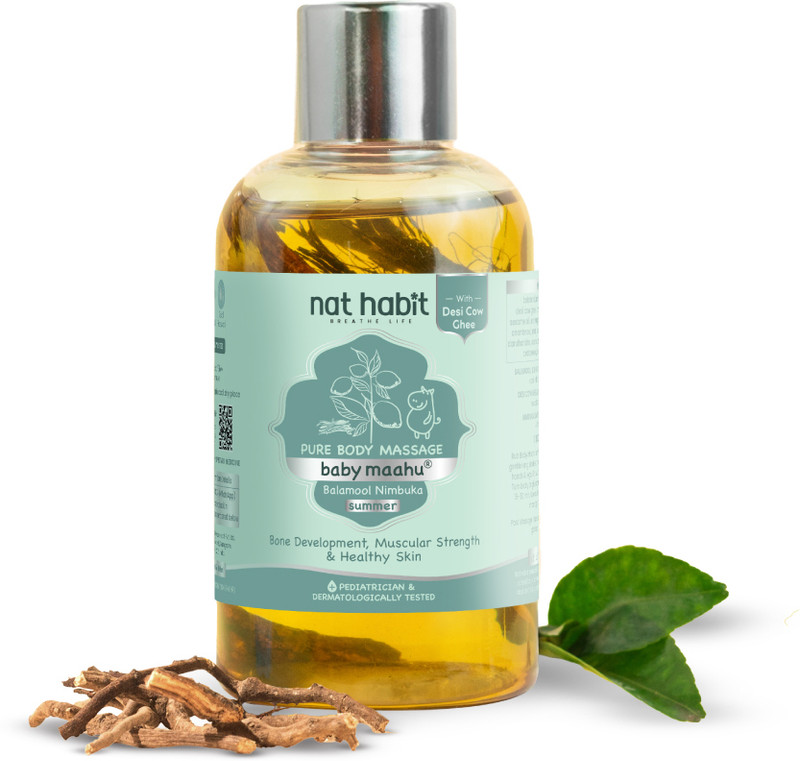 Nat Habit Baby Massage Oil|Summer Baby Maahu|Balamool Nimbuka|Strong Bones & Healthy Skin(200 ml)