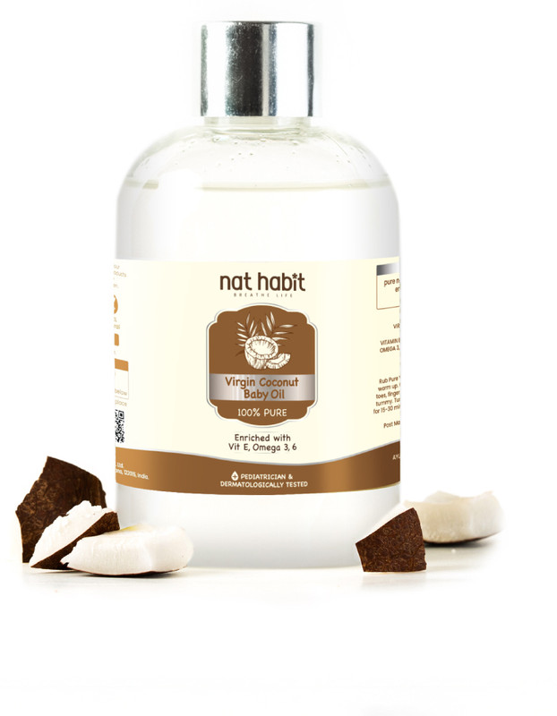Nat Habit Baby Coconut Oil|Hair,Body Massage|Skeletal & Muscular Strengthening|VitE&Omega3(100 ml)
