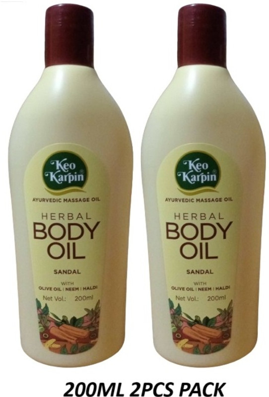 Keo Karpin HERBAL BODY OIL SANDAL WITH OLIVE OIL NEEM&HALDI 200ML 2PCS(400 ml)