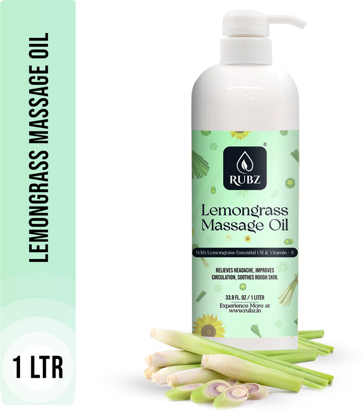 Rubz Lemongrass Body Massage Oil |Relaxing, Soothing & Destressing Body Massage Oil(1 L)