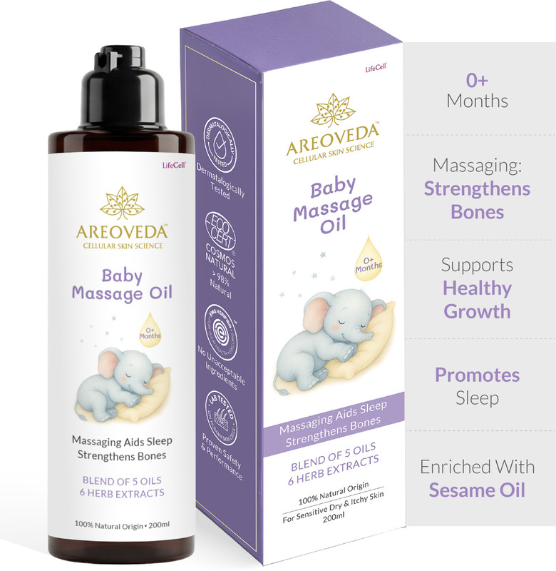 Areoveda Baby Massage Oil, Massage Strengthens Bones, Nourishes Skin & Scalp(200 ml)