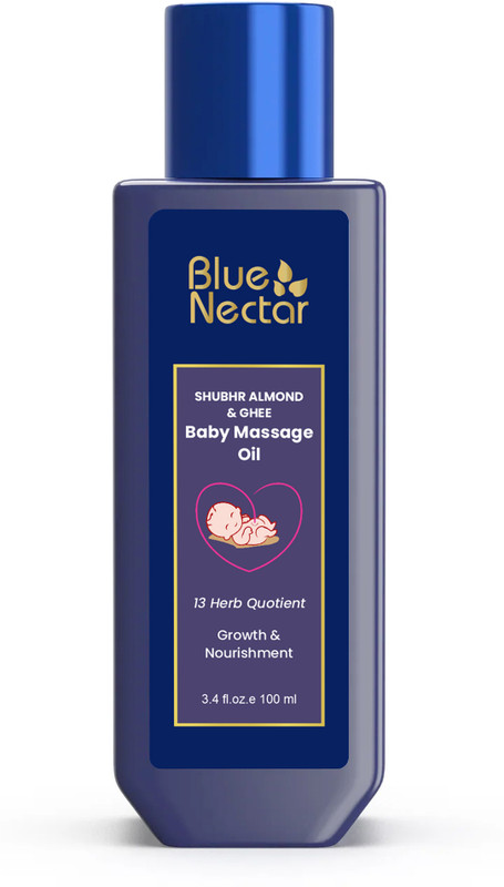 Blue Nectar Ayurvedic Baby Massage Oil with Olive Oil, Almond Oil & Organic Ghee for Babies(100 ml)