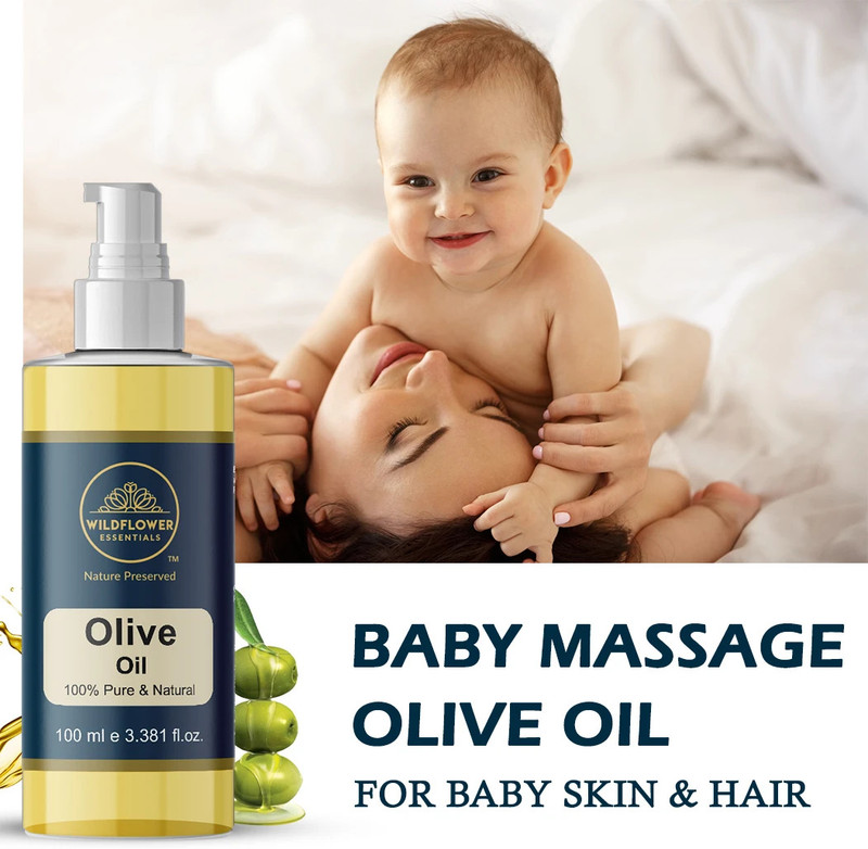 Wildflower essentials 100% Pure & Natural Baby Massage Olive Oil For Baby Skin & Hair(100 ml)