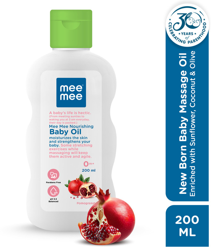 MeeMee 3in1 New Born Baby Massage Oil - Sunflower, Coconut & Olive - Soft/Non-Sticky(200 ml)